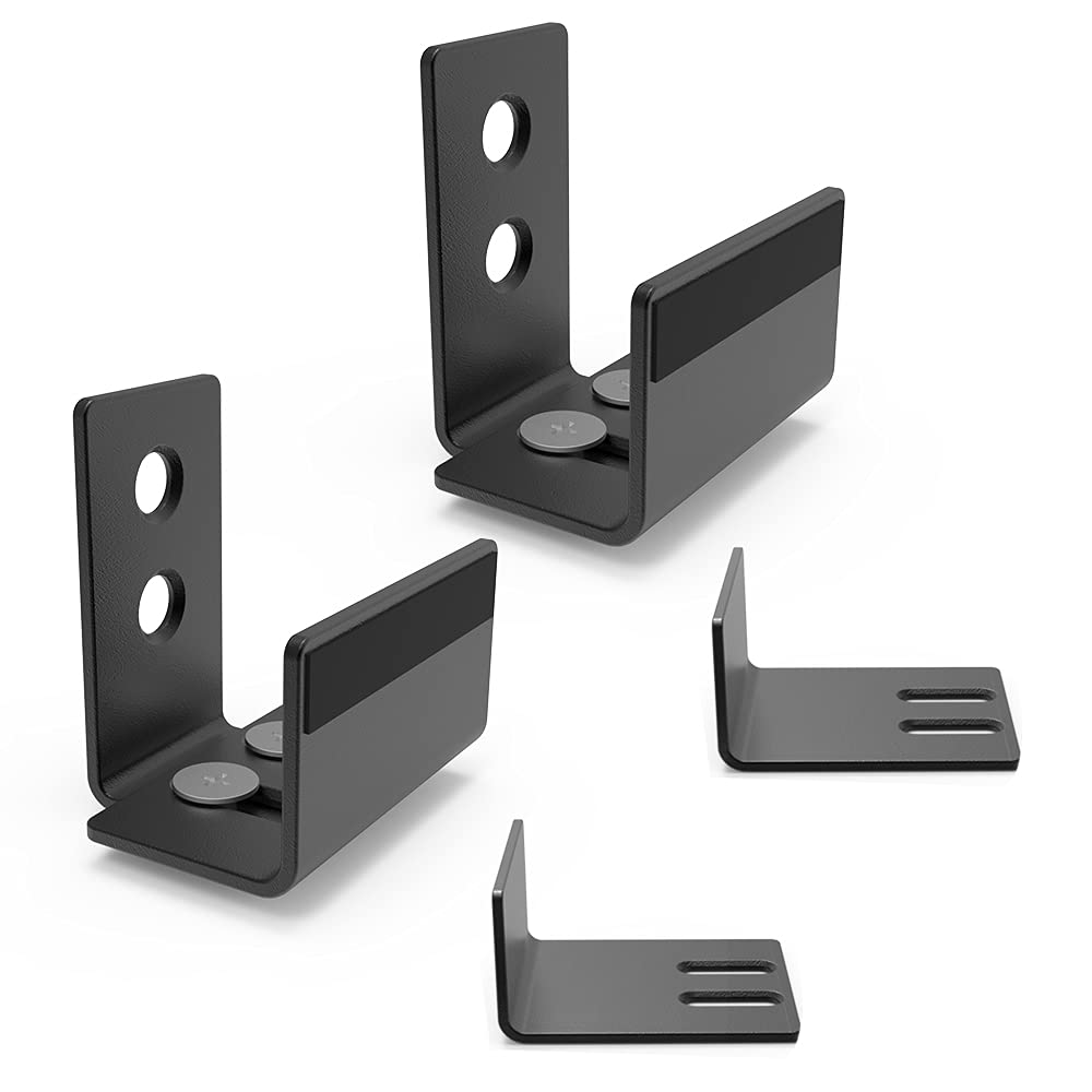 Photo 1 of SKYSEN 2 Pack Barn Door Bottom Floor Guide, with Extend Bracket- Wall Mounted- Adjustable Bracket- Flush Bottom- Matte Black (711-2)