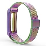 MoKo Fitbit Alta HR Bands With Frame, Metal Frame Housing + Milanese Loop Mesh Stainless Steel Replacement Bracelet Strap Band with Magnet Lock for Fitbit Alta and Fitbit Alta HR - COLORFUL