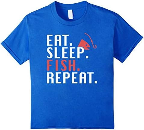 Kids Eat. Sleep. Fish. Repeat Funny Fishing T Shirt 6 Royal Blue