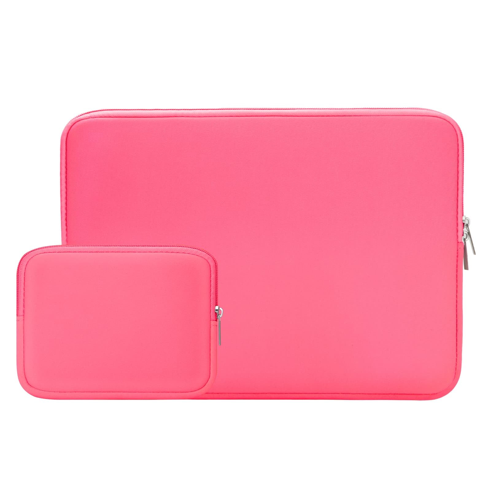RAINYEAR 14 Inch Laptop Sleeve Protective Case Soft Fluffy Lining Padded Cover Carrying Bag Compatible with 15" Macbook Air M2 M3 M4 M5 14" Notebook Computer Chromebook(Bright Pink)
