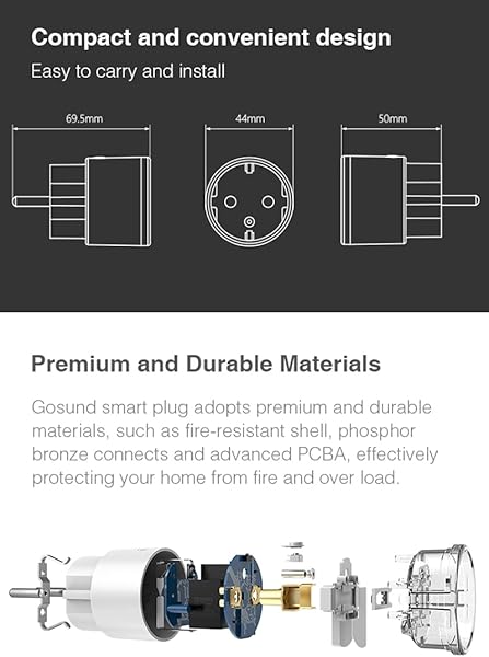 QIUQIAN Tuya Smart Plug 10 A WiFi Outlet Mini WiFi Smart Socket con control remoto monitoreo en tiempo real compatible con Alexa Google Home no requiere concentrador