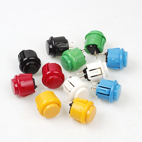 EG Starts 12x 24mm OEM Arcade Push Buttons Switch Perfect Replace for Sanwa OBSF-24 OBSC-24 OBSN-24 Push Button DIY Fighting Stick PC Joystick Games Parts ( Each Color of 2 Pieces )