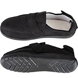 Home-X Adjustable Memory Foam Slippers - Black (Large (women’s 11-12; men’s 9-10))