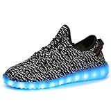 Dear-Queen 7 Colors Unisex LED Shoes Luminous Flashing USB Charging Sneakers Colorful Light Up Glowing Casual Flat Shoes DQ07B-36
