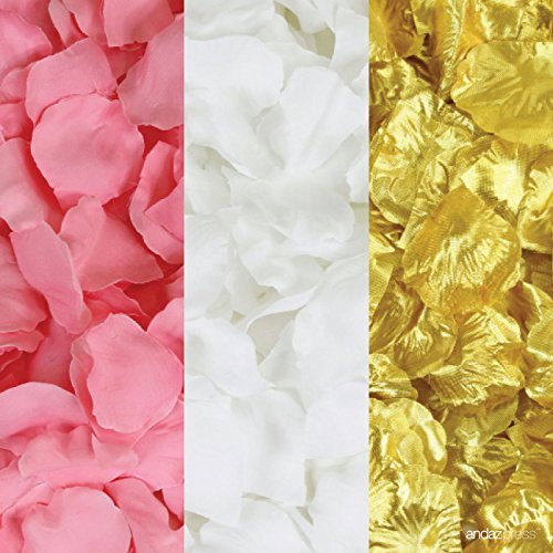 Andaz Press Silk Fabric Rose Petals Table Decorations Pink White