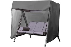 ABZOZNGS Outdoor Swing Cover 3 Seater Hammock Patio Cover Furniture Garden Glider Chair Heavy Duty Patio Furniture Covers All Weather Protection 87" Lx49 ''Wx67'' H, Gery
