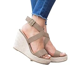 Womens Wedge Platform Espadrille Cross Ankle Strap
