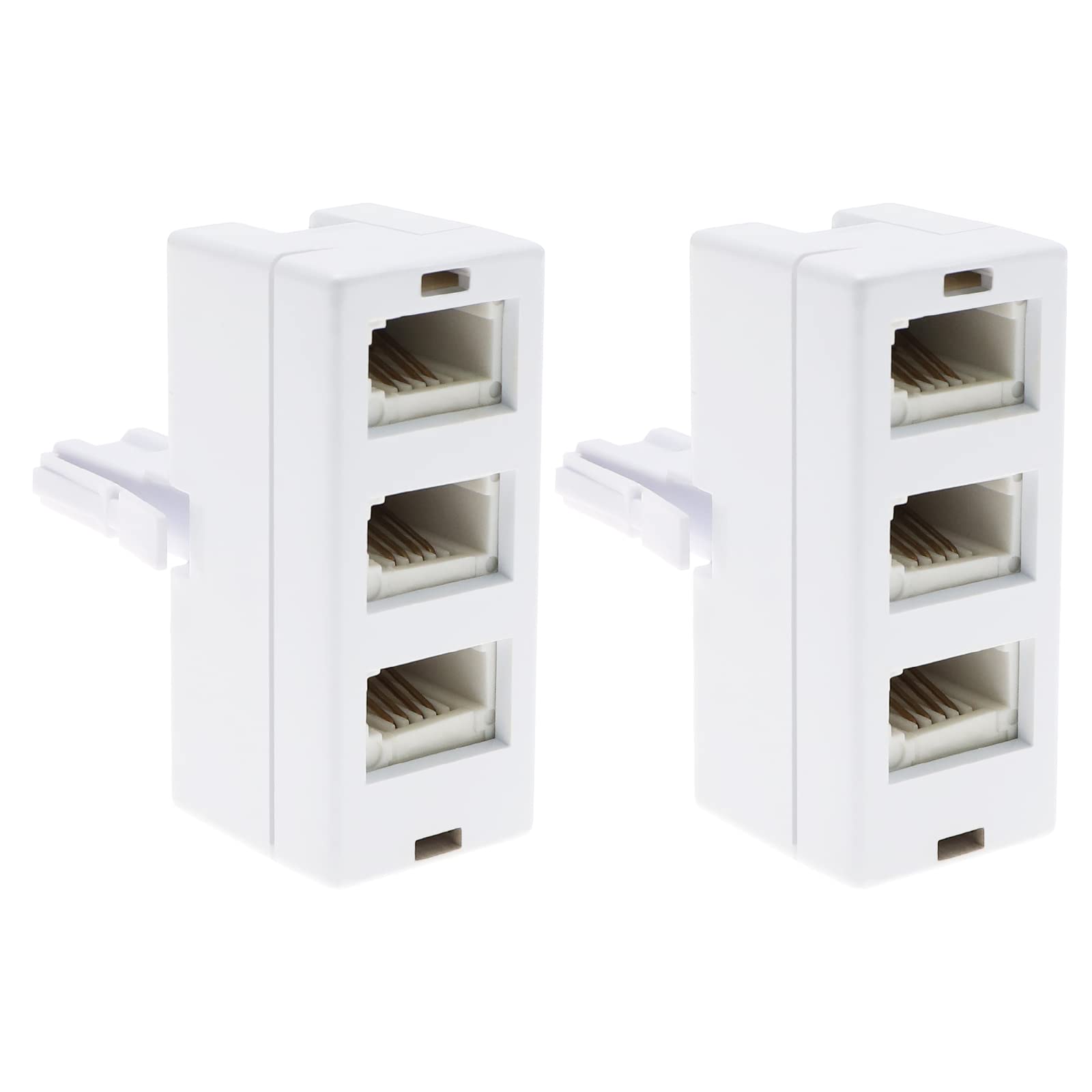 OTOTEC 2Pcs BT Plug Socket Telephone Cable Adapters Standard Telephone BT Male Plug to BT Female Socket Conversion Connector 53x24x22mm White