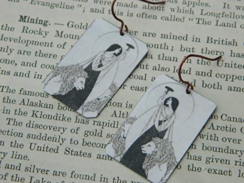 Aubrey Beardsley earrings art earrings mixed media jewelry