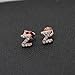 14K Rose Gold Plated Sterling Silver CZ Initial Letter Stud Earrings