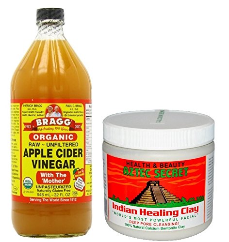 Aztec Secret Indian Healing Clay Deep Pore Cleansing and BRG Apple Cider Vinegar Organic Raw 32 Oz Btl Bundle By AIVA