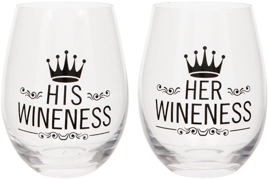 Maturi Set of Two - His and Her Wineness Stemless Glasses