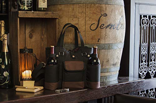 LEGACY - a Picnic Time Brand Wine Country Tote with Cheese Service and Corkscrew, Black - Thumbnail 3
