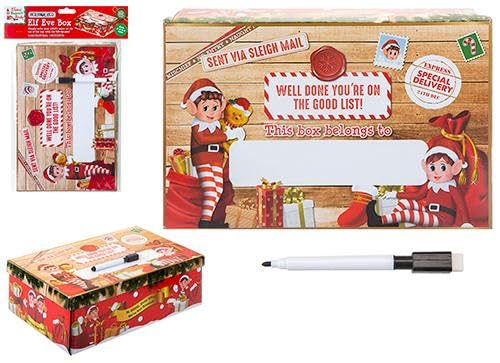 Personalised Elf Christmas Eve Flat Pack Gift Box Including Felt tip Pen – 32x21x11cm
