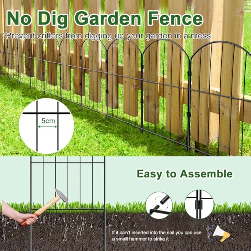 Decorative Garden Fence 10Pcs Metal Wire Fencing Border, Rustproof Arched Flower Plant Edging Border Durable Animal Barrier Dog Rabbit Pet Section Panel Fence for Landscape Patio Yard Decor, 60*330cm