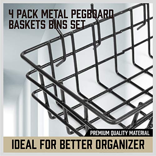 SEDY 4 Pack Pegboard Baskets, 4 Size Pegboard Baskets Bins Set for