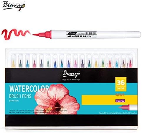 Bianyo Premium Brush Pens Set.Soft Flexible Tip, Durable,Create Watercolor Effect - Best for Adult Coloring Books, Manga, Comic, Calligraphy (36 color)