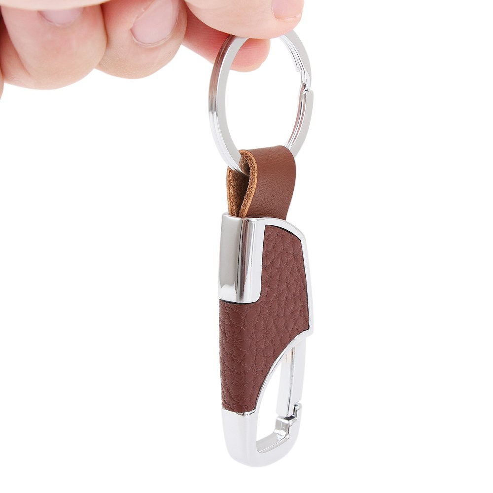 Reenfaya Key Chain with Leather Heavy Duty for Men and Women,Upscale Car Keychain Key Ring Key Holder-2 Pack(Black/Brown) (RF01)