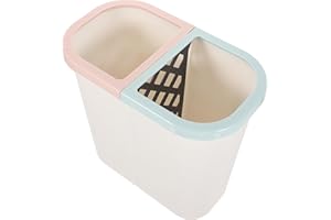 PACKOVE Garbage Recycle Bin Combo with White Pedal Bin Plastic Double Compartment Trash Barrel for Home Use