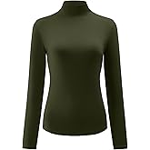 Kindcall Womens Slim Fitted Mock Turtleneck Tops Long Sleeve Lightweight Base Layer Shirts