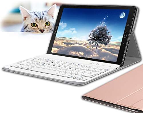 Galaxy Tab A 10.1 Keyboard Case, Wineecy Stylish PU Leather Auto Sleep/Wake with Magnetically Detachable Wireless Keyboard for Samsung Galaxy Tab A 10.1 2016 SM-T580/T585 Tablet,Rosegold