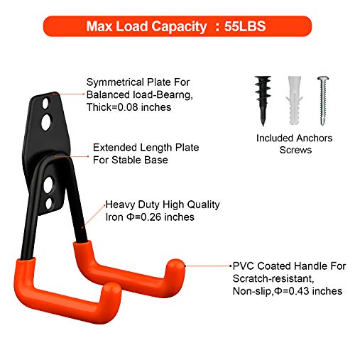 Kuyang Steel Garage Storage Utility Double Hooks, Heavy Duty Garage
