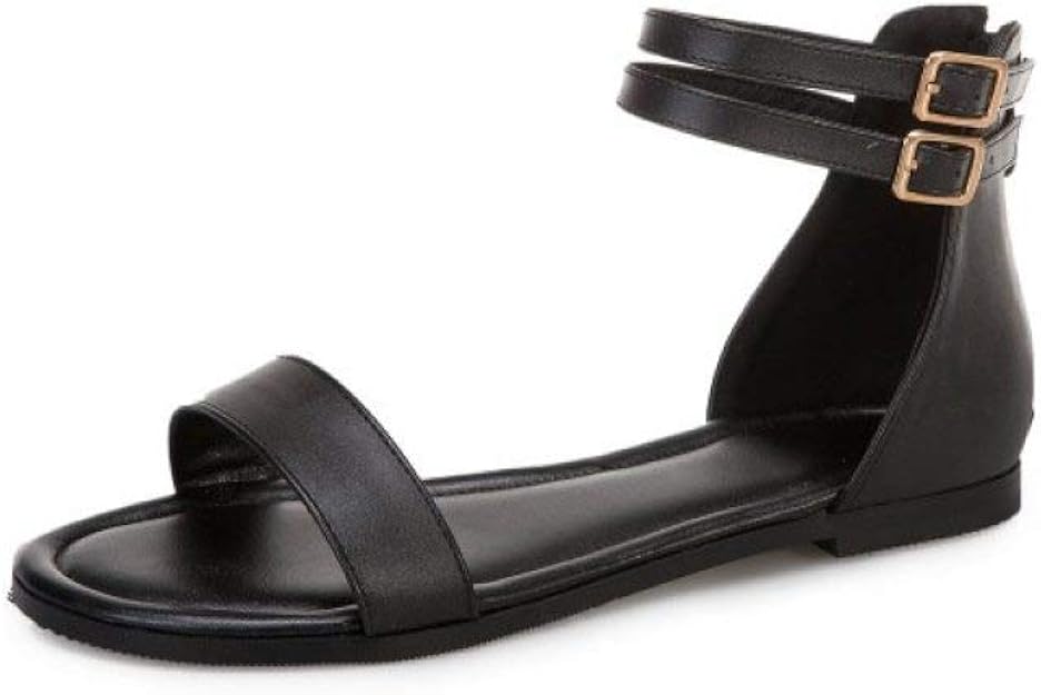 Amazon.com | Women Ankle Strap Dress Sandals Adjustable Buckle Non Slip Stylish Single Band PU 