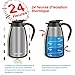 BESTEK Coffee Carafe With Press Button Double Wall Vacuum Insulated Stainless Steel Coffee Thermal Carafe Milk Heat Cold Retention Carafe With Lid Thermal Pitcher,50 Ounce