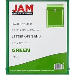 JAM PAPER Plastic Envelopes with Button & String