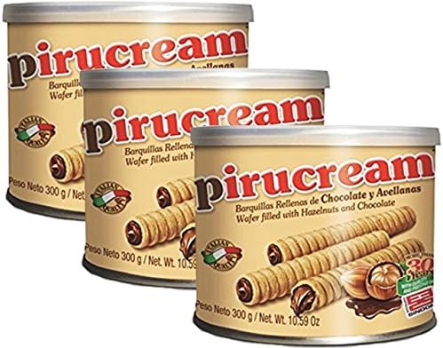 Chocolate Rolled Wafers Pirucream. 10 .59 oz Pack of 3