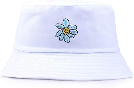 WWJJTT Fischerhut Wilder Sonnenschirm kleine Gänseblümchenstickerei