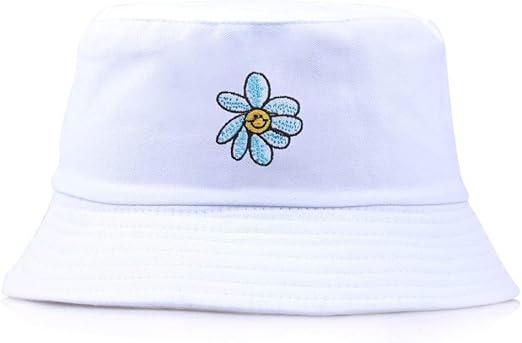 WWJJTT Fischerhut Wilder Sonnenschirm kleine Gänseblümchenstickerei