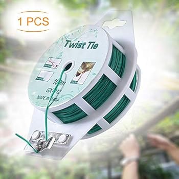 All-Purpose 328 feet Twist Ties - Multifunctional Twist Plant Ties with Cutter, for Plants Support Garden Office and Home Cable Organizing (328 Feet/ 100m, Green, Set of 1)