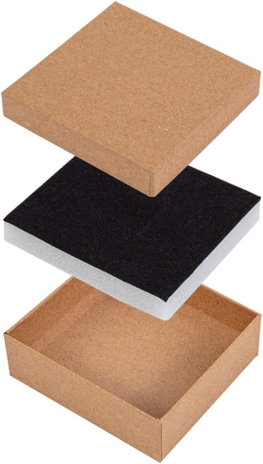NBEADS 12 Pack Cardboard Jewelry Gift Boxes, 9.2 x 9.2 x 3 cm Square Cardboard Jewelry Box with Sponge - Image 4