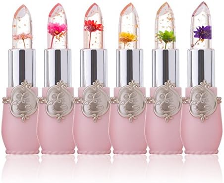 POPLY Waterproof Long-Lasting Lipstick,6Pcs/Set Beauty Bright Flower Crystal Jelly Lipstick Magic Temperature Change Color Lip Balm Makeup