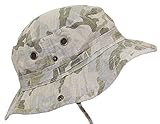 Mega Cap MG Camouflage Ripstop Floppy/Bucket Summer Hat W/Snap Up Sides & Chin Strap - Desert Camo Extra Large