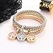 ISAACSONG.DESIGN Women Men Beaded Couple Bracelet, Stainless Steel Gold Bead Ball Stacking Elastic Bracelet Jewelry (6mm Gold beaded Bracelet)
