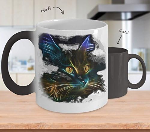 POISENA - Cat 3D - Color Changing Coffee Mug Cup, Christmas Gifts for Men Women Him Her Mom Dad