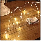Sanniu Led String Lights, Mini Battery Powered Copper Wire Starry Fairy Lights, Battery Operated Lights for Bedroom, Christmas, Parties, Wedding, Centerpiece, Decoration (5m/16ft Warm White)