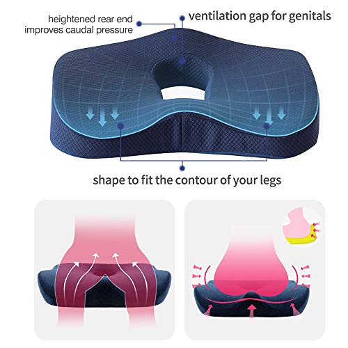 Winjoy Seat Cushion, 100% Memory Foam Chair Pad. Orthopedically Designed for Sciatica/Coccyx/Tailbone, Lower Back Pain Relief. Ideal for Home/Office Chair/Wheelchair/Car