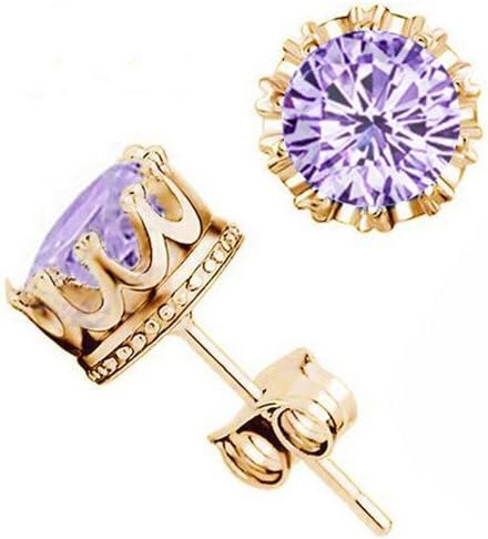 Fashion Lady Gold Plated Crystal CZ Diamond Jewelry Crown Stud Earring