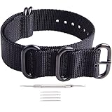 Ritche 20mm Black Nato Strap With Black Heavy Buckle Replacement Timex Weekender Watch Band