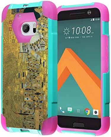 HTC 10 Case, Capsule-Case Hybrid Fusion Dual Layer Shockproof Combat Kickstand Case (Teal Mint Green &amp; Pink) for HTC 10 (HTC One M10, 2016) - (The Woman In Gold)
