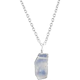 Sunshinegems Natural Raw Rainbow Moonstone Crystals Pendant Necklace Raw Gemstone Healing Crystals Gift for Her Gemstone Jewelry 18 inch Weight Approx 10 to 20 Carat Pendant Size Approx 10 to 20mm