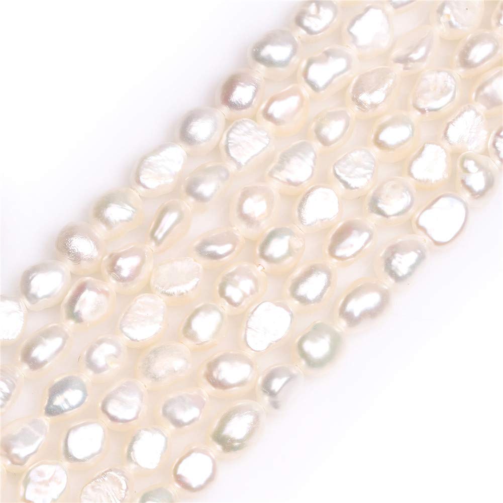 Sweet & Happy Girl's Store 5.5x7mm Freeform White Natural Cultured Pearl Beads Strand 14 Inch Jewellery Making Beads