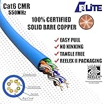 CAT6-Riser-CMR-Ethernet-Cable-1000ft-No-Spline-Unshielded-Twisted-Pair-UTP-23AWG-Solid-Pure-Bare-Copper-550MHz-UL-Certified-Easy-to-Pull-Reelex-II-Box-Bulk-Networking-LAN-Cable