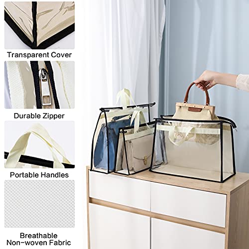 Interesse 9 Packs Purse Storage Organizer, Handbag Storage for Closet, Dust Bag for Handbag, Purse Cover Hanging Closet Organizer with Zipper and Handles