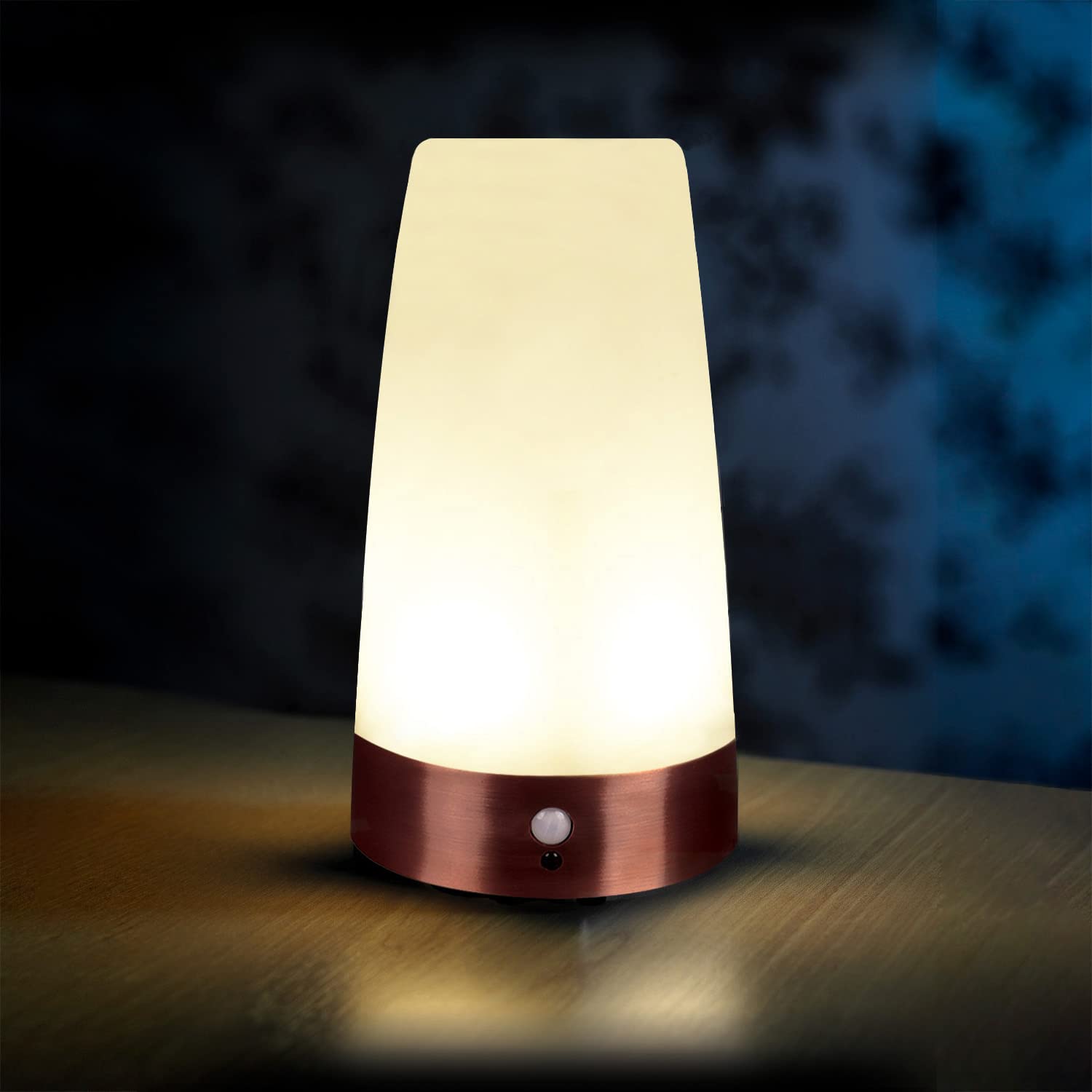 Auraglow Wireless PIR Motion Sensor Table Lamp Super Bright LED Rechargeable Hallway Night Light - Round - 1 Pack