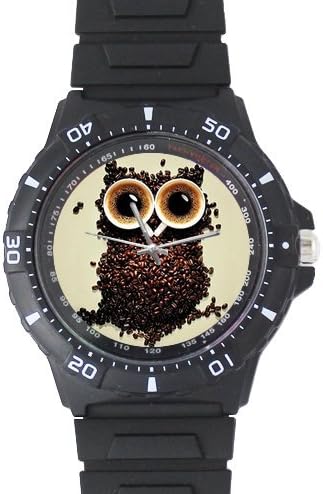 Novelty Gift Cartoon Animal Style Abstract Owl Black Plastic Watch - 100% plastic quartz watch