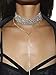 Glamaker Women's Wide Thick Diamond Neck Rhinestone Choker Necklace with Pendant Silver